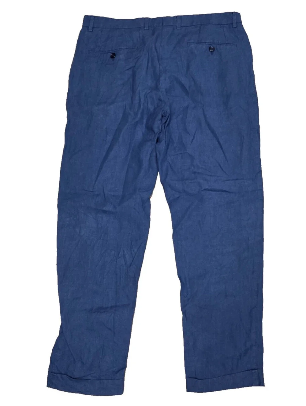 Dolce & Gabbana Men Blue Pleated mens 100% Linen flax Pants SZ 50 33x26